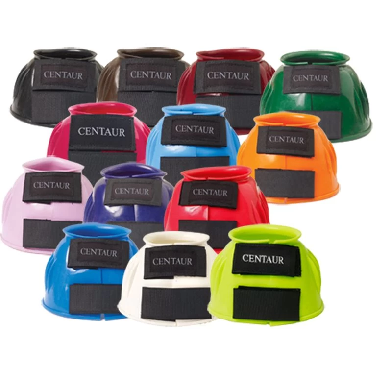 Centaur PVC Ribbed Double Hook And Loop Bell Boots - Brown 4 Centaur PVC Ribbed Double Hook And Loop Bell Boots - Brown - Image 2