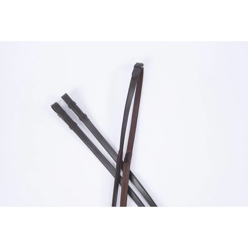 Collegiate One Sided Rubber Reins IV - Brown 3 Collegiate One Sided Rubber Reins IV - Brown
