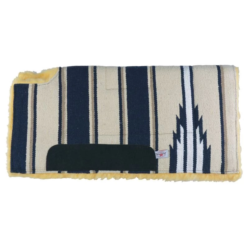 Western Rawhide Navajo Fleece Western Saddle Pad - Beige/Navy/Grey/White 3 Western Rawhide Navajo Fleece Western Saddle Pad - Beige/Navy/Grey/White