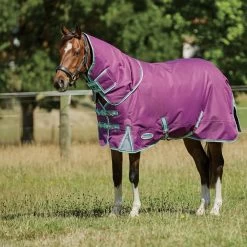 Weatherbeeta Comfitec Premier Freedom Pony Detach-A-Neck Lite - Purple/Navy/Mint
