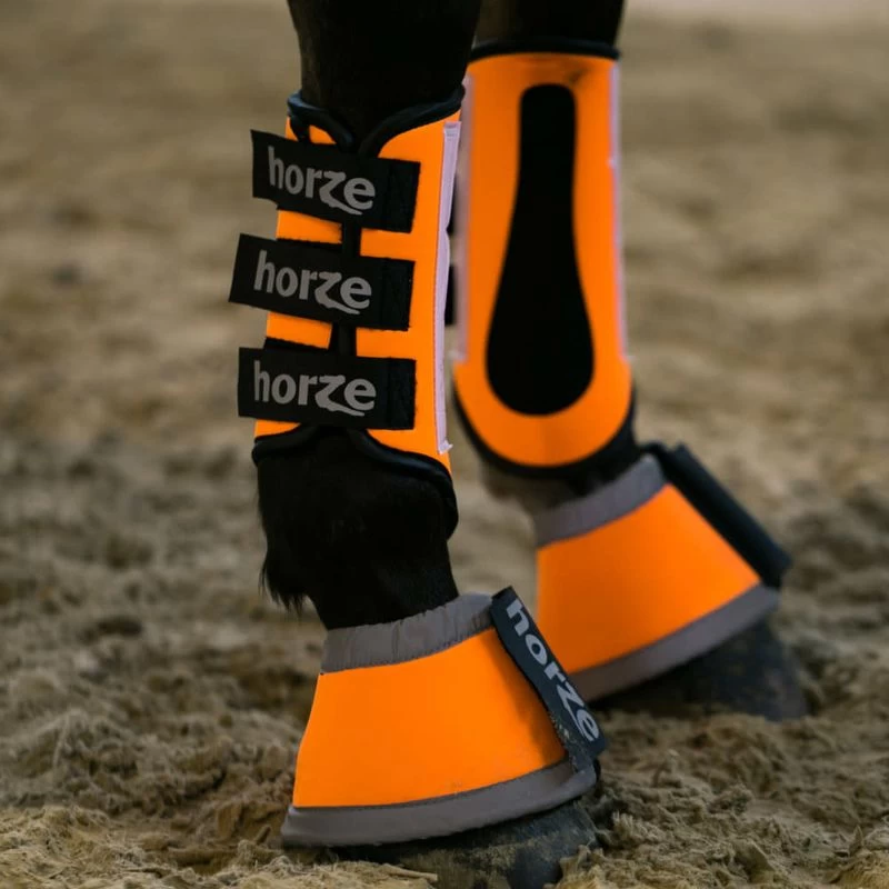 Horze Reflective Bell Boots - Orange 4 Horze Reflective Bell Boots - Orange - Image 2