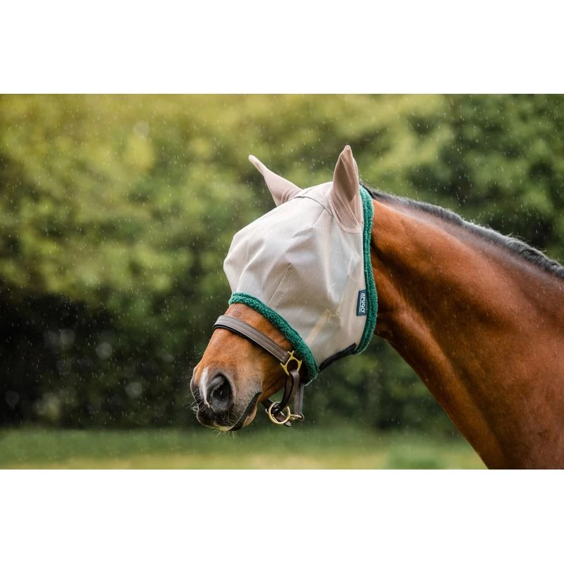 Amigo Fly Mask - Oatmeal/Green 3 Amigo Fly Mask - Oatmeal/Green