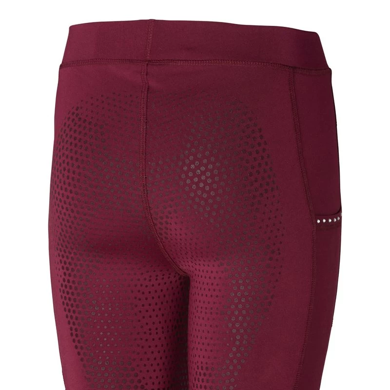 Horze Kids' Full Seat Tights W/Crystal Details - Poppy Red 4 Horze Kids' Full Seat Tights W/Crystal Details - Poppy Red - Image 2