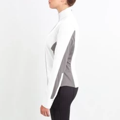 Irideon Women's Athena Long Sleeve Show Shirt - Bright White/Dove Grey -Equestrian Supply Store 515957 800 800
