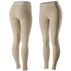 Horze Women's Madison Silicone Grip Knee Patch Tights - Tan