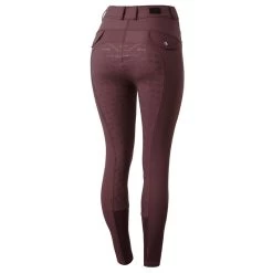 Horze Women's Andrea Slimming Full Seat Breeches - Red Mahogany Burgundy