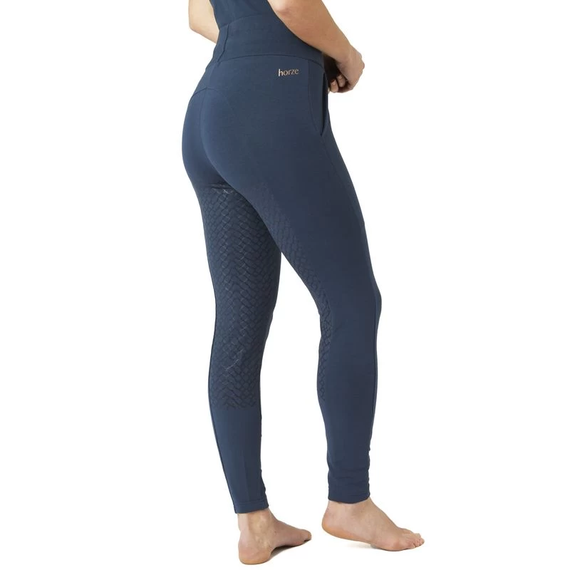 Horze Women's Remy Organic Cotton Full Seat Tights - Obscure Night Dark Blue 5 Horze Women's Remy Organic Cotton Full Seat Tights - Obscure Night Dark Blue - Image 3