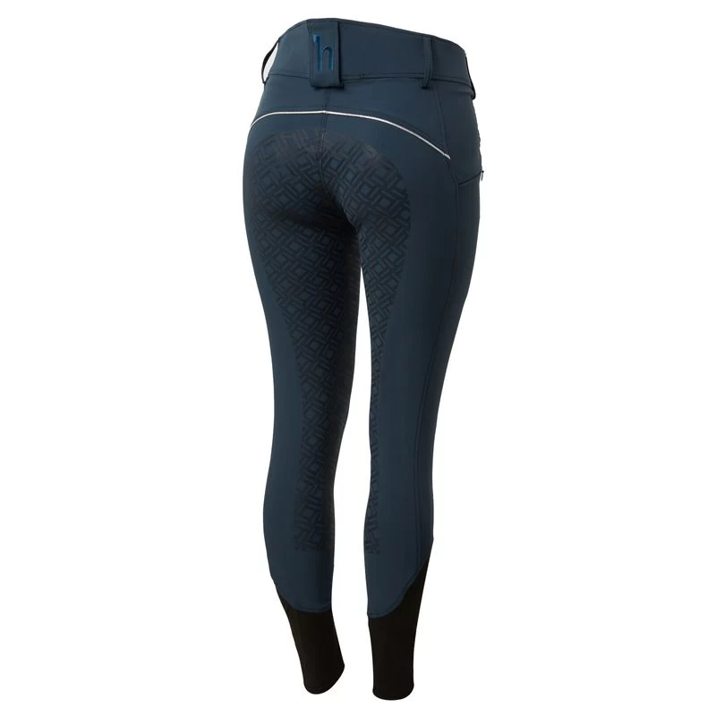 Horze Women's Callie High Waist Breeches W/Piping - Montauk Navy 3 Horze Women's Callie High Waist Breeches W/Piping - Montauk Navy