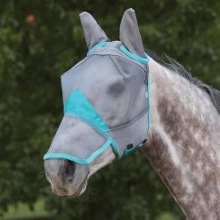 Weatherbeeta Comfitec Fine Mesh Mask W/Ears & Nose - Grey/Turquoise