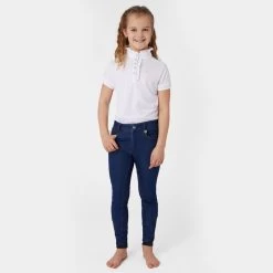 Horze Kids' Allison Full Seat Denim Breeches - Denim Blue -Equestrian Supply Store 545080 800 800