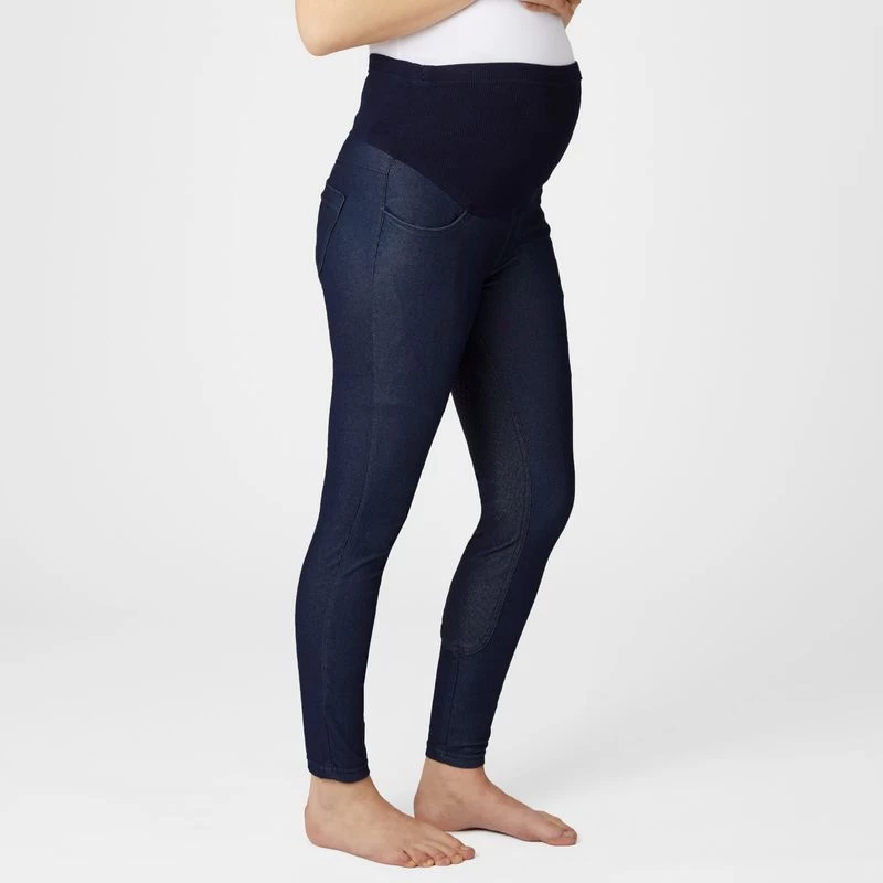 Horze Women's Katia Maternity Denim Look Full Seat Tights - Dark Blue 3 Horze Women's Katia Maternity Denim Look Full Seat Tights - Dark Blue