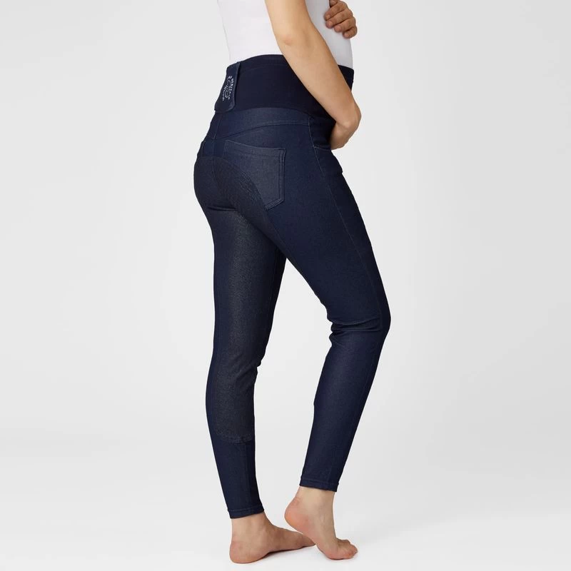 Horze Women's Katia Maternity Denim Look Full Seat Tights - Dark Blue 4 Horze Women's Katia Maternity Denim Look Full Seat Tights - Dark Blue - Image 2