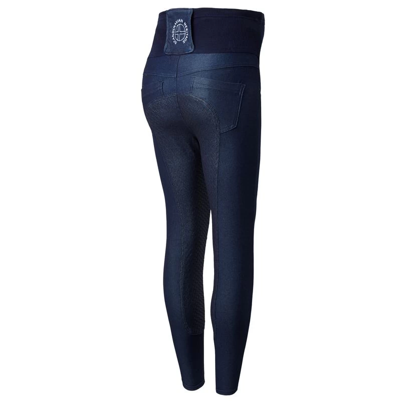 Horze Women's Katia Maternity Denim Look Full Seat Tights - Dark Blue 6 Horze Women's Katia Maternity Denim Look Full Seat Tights - Dark Blue - Image 4