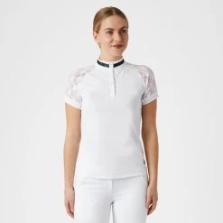 B Vertigo Women's Lauren Lace Short Sleeve Show Shirt - White -Equestrian Supply Store 549584 800 800