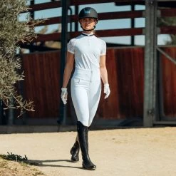 B Vertigo Women's Lauren Lace Short Sleeve Show Shirt - White -Equestrian Supply Store 549586 800 800