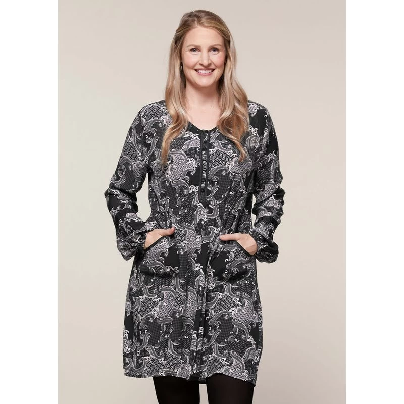 EQL Women's Ecovero Boheme Tunic Dress - Black Patchwork Paisley 4 EQL Women's Ecovero Boheme Tunic Dress - Black Patchwork Paisley - Image 2