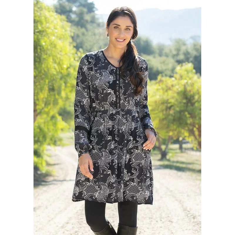 EQL Women's Ecovero Boheme Tunic Dress - Black Patchwork Paisley 7 EQL Women's Ecovero Boheme Tunic Dress - Black Patchwork Paisley - Image 5