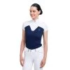 Cavalliera Women's POP Short Sleeve Show Shirt - White/Navy Blue -Equestrian Supply Store 587482 800 800