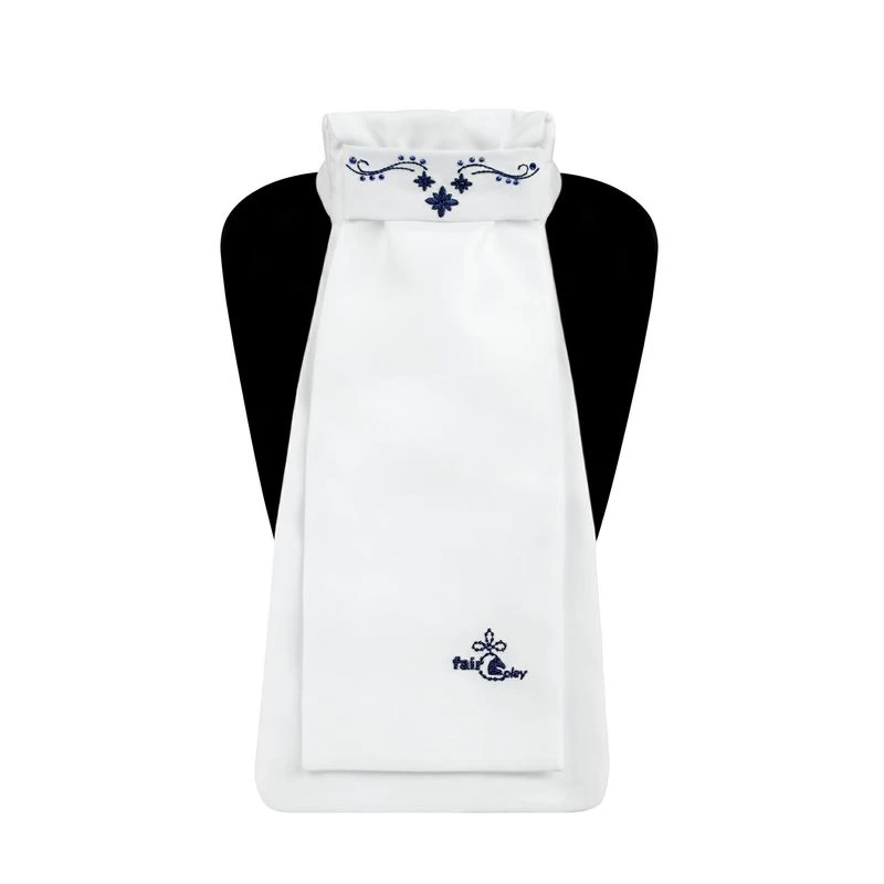 Fair Play Lucrezia Ready Tied Stock Tie - White/Navy 3 Fair Play Lucrezia Ready Tied Stock Tie - White/Navy