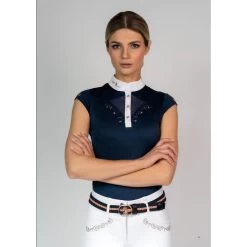 Fair Play Women's Cathrine Rose Gold Sleeveless Competion Shirt - Steel Blue 8 Fair Play Women's Cathrine Rose Gold Sleeveless Competion Shirt - Steel Blue -Equestrian Supply Store 595697 800 800