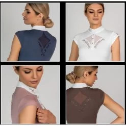 Fair Play Women's Cathrine Rose Gold Sleeveless Competion Shirt - Steel Blue 9 Fair Play Women's Cathrine Rose Gold Sleeveless Competion Shirt - Steel Blue -Equestrian Supply Store 595698 800 800