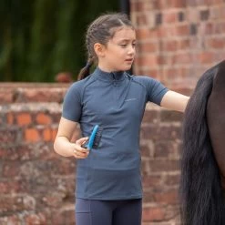 Equestrian Supply Store 36 Shires Aubrion Kids' Revive Short Sleeve Sun Shirt - Navy