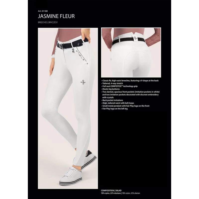 Fair Play Women's Jasmine Fleur Full Seat Breeches - Black 5 Fair Play Women's Jasmine Fleur Full Seat Breeches - Black - Image 3