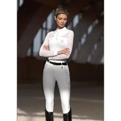 Fair Play Women's Jasmine Fleur Full Seat Breeches - White 8 Fair Play Women's Jasmine Fleur Full Seat Breeches - White -Equestrian Supply Store 656331 800 800