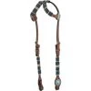 Western Rawhide Turquoise Beads Double Ear Headstall - Chestnut 1 Western Rawhide Turquoise Beads Double Ear Headstall - Chestnut -Equestrian Supply Store 666218 800 800