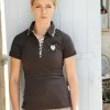 Horseware Women's Luna Fitted Cotton Mesh Polo - Brown 1 Horseware Women's Luna Fitted Cotton Mesh Polo - Brown -Equestrian Supply Store 708312 800 800