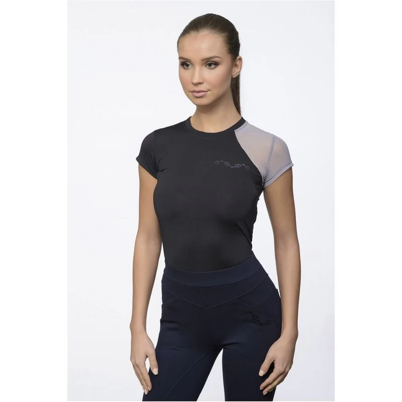 Cavalliera Women's Allore Short Sleeve Technical Top - Black/Grey 3 Cavalliera Women's Allore Short Sleeve Technical Top - Black/Grey